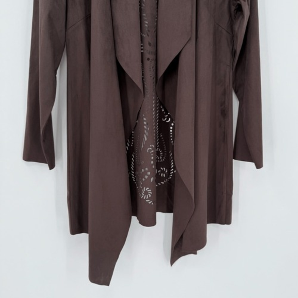 Soft Surroundings Robin Faux-Suede Jacket Burnt Hickory Brown Laser-Cut Large - Picture 3 of 9